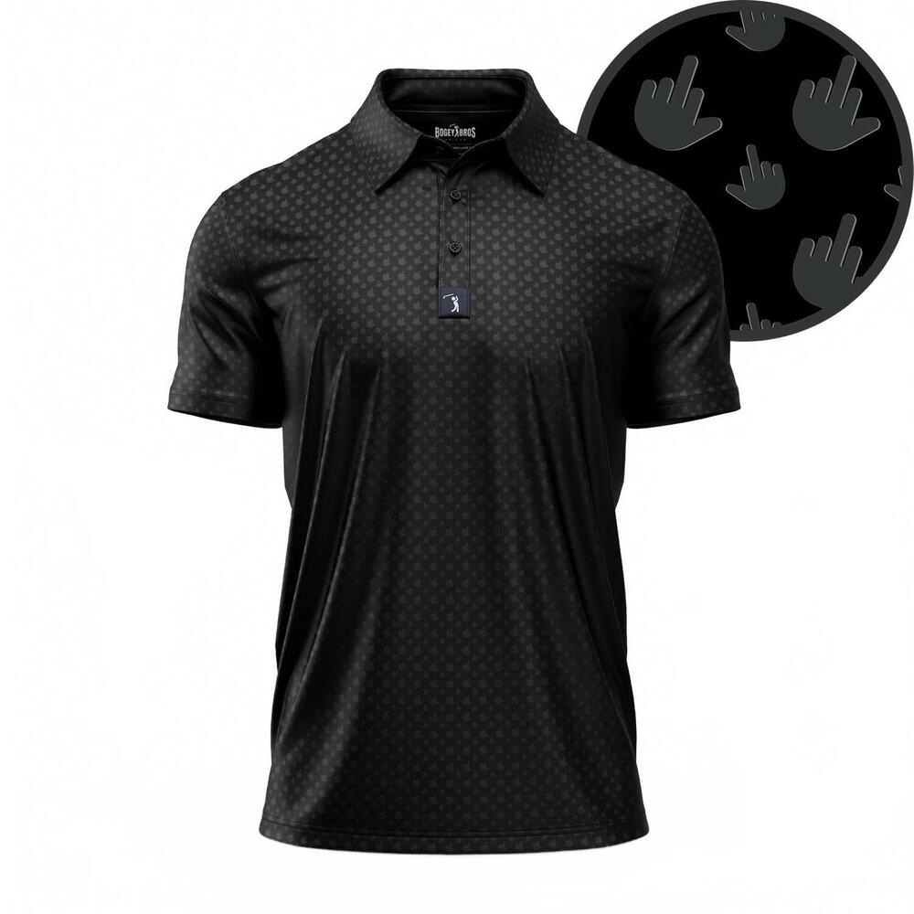 NEW BOGEY BOYS men's birdie finger raven polo in black